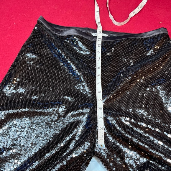 NEW H&M BROWN Sequined PANTS womens Size 14 formal Party Cocktail wide Flowy leg - Picture 11 of 16